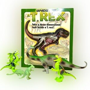 Uncover a T. REX 3D Book & 6 Piece Dinosaur Set